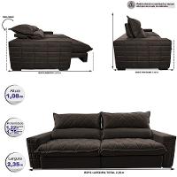Sofá Retrátil e Reclinável 2,35m Molas Ensacadas Cama inBox Elegance com ThermoGel Velusoft Café - 2