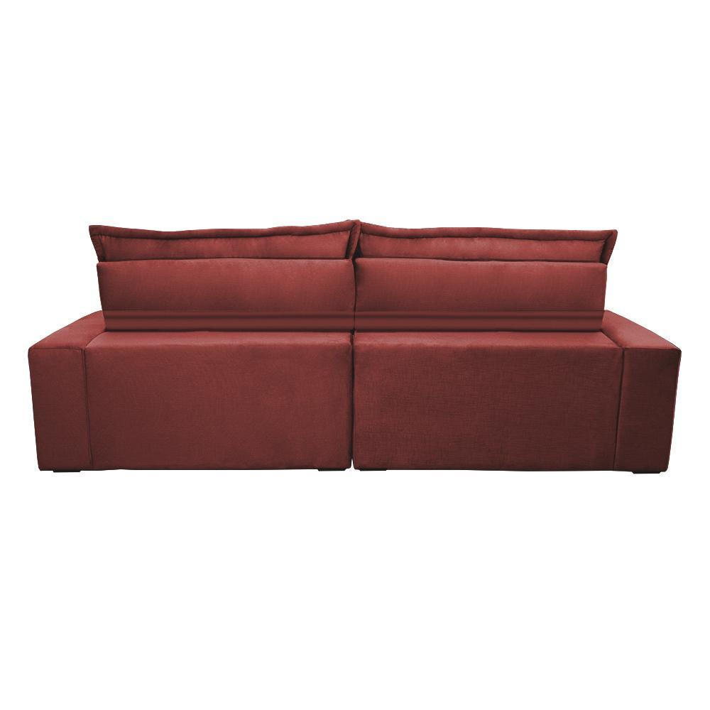 Sofá Retrátil e Reclinável 2,52m com Molas Ensacadas Cama inBox Soft Tecido Suede Vermelho - 7