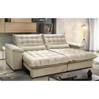 Sofá Retrátil e Reclinável 2,52m com Molas Ensacadas Cama inBox Aconchego Tecido Suede Bege - 1