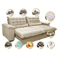 Sofá Retrátil e Reclinável 2,52m com Molas Ensacadas Cama inBox Aconchego Tecido Suede Bege - 3