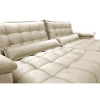 Sofá Retrátil e Reclinável 2,52m com Molas Ensacadas Cama inBox Aconchego Tecido Suede Bege