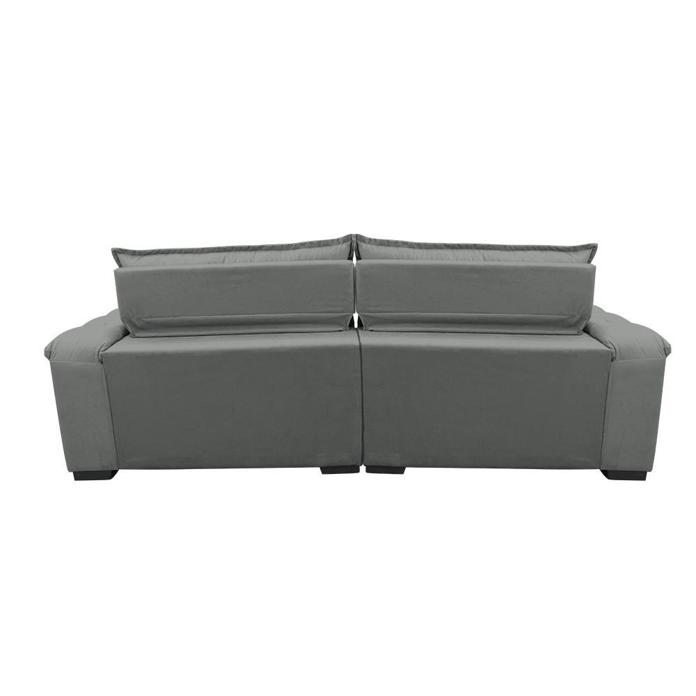 Sofá Retrátil e Reclinável 2,52m com Molas Ensacadas Cama inBox Aconchego Tecido Suede Cinza - 8