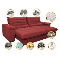 Sofá Retrátil e Reclinável 2,52m com Molas Ensacadas Cama inBox Aconchego Tecido Suede Vermelho - 3