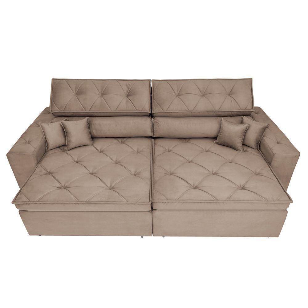 Sofá Retrátil e Reclinável 2,52m com Molas Cama inBox Estilo Suede Velusoft Castor - 5