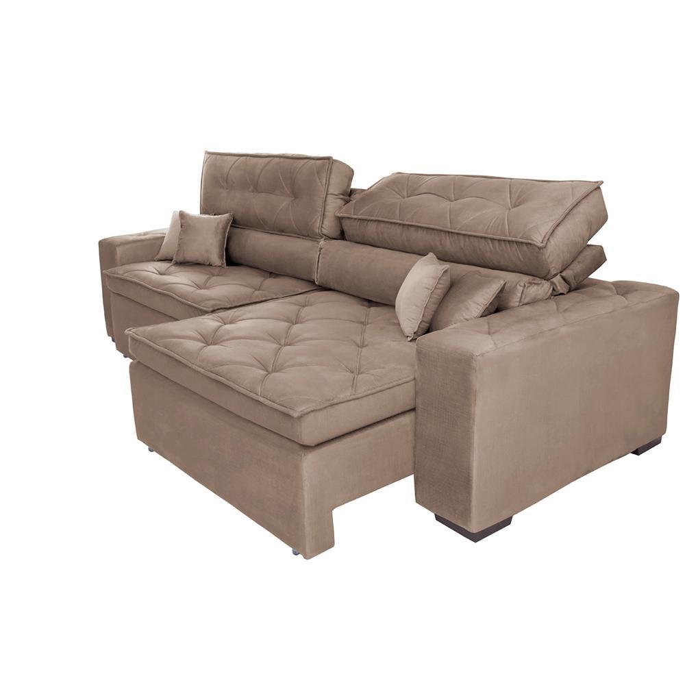 Sofá Retrátil e Reclinável 2,52m com Molas Cama inBox Estilo Suede Velusoft Castor - 8