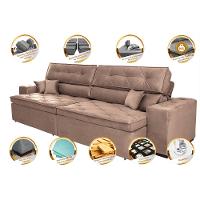 Sofá Retrátil e Reclinável 2,52m com Molas Cama inBox Estilo Suede Velusoft Castor - 3