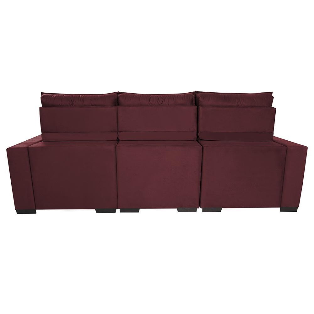 Sofá Retrátil e Reclinável 2,50m Molas Ensacadas e Costura Tripla Cama inBox Nobre Suede Vinho - 6