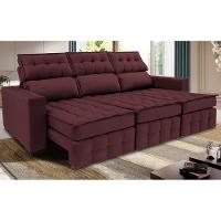 Sofá Retrátil e Reclinável 2,50m Molas Ensacadas e Costura Tripla Cama inBox Nobre Suede Vinho - 1