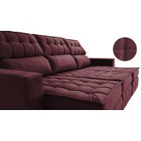 Sofá Retrátil e Reclinável 2,50m Molas Ensacadas e Costura Tripla Cama inBox Nobre Suede Vinho