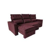 Sofá Retrátil e Reclinável 2,50m Molas Ensacadas e Costura Tripla Cama inBox Nobre Suede Vinho - 7