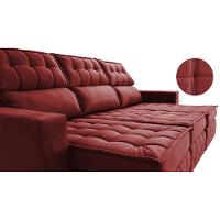 Sofá Retrátil e Reclinável 2,50m Molas Ensacadas e Costura Tripla Cama inBox Nobre Suede Vermelho