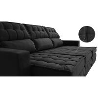 Sofá Retrátil e Reclinável 2,50m Molas Ensacadas e Costura Tripla Cama inBox Nobre Suede Preto