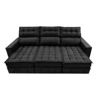 Sofá Retrátil e Reclinável 2,50m Molas Ensacadas e Costura Tripla Cama inBox Nobre Suede Preto - 5
