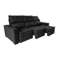 Sofá Retrátil e Reclinável 2,50m Molas Ensacadas e Costura Tripla Cama inBox Nobre Suede Preto - 8