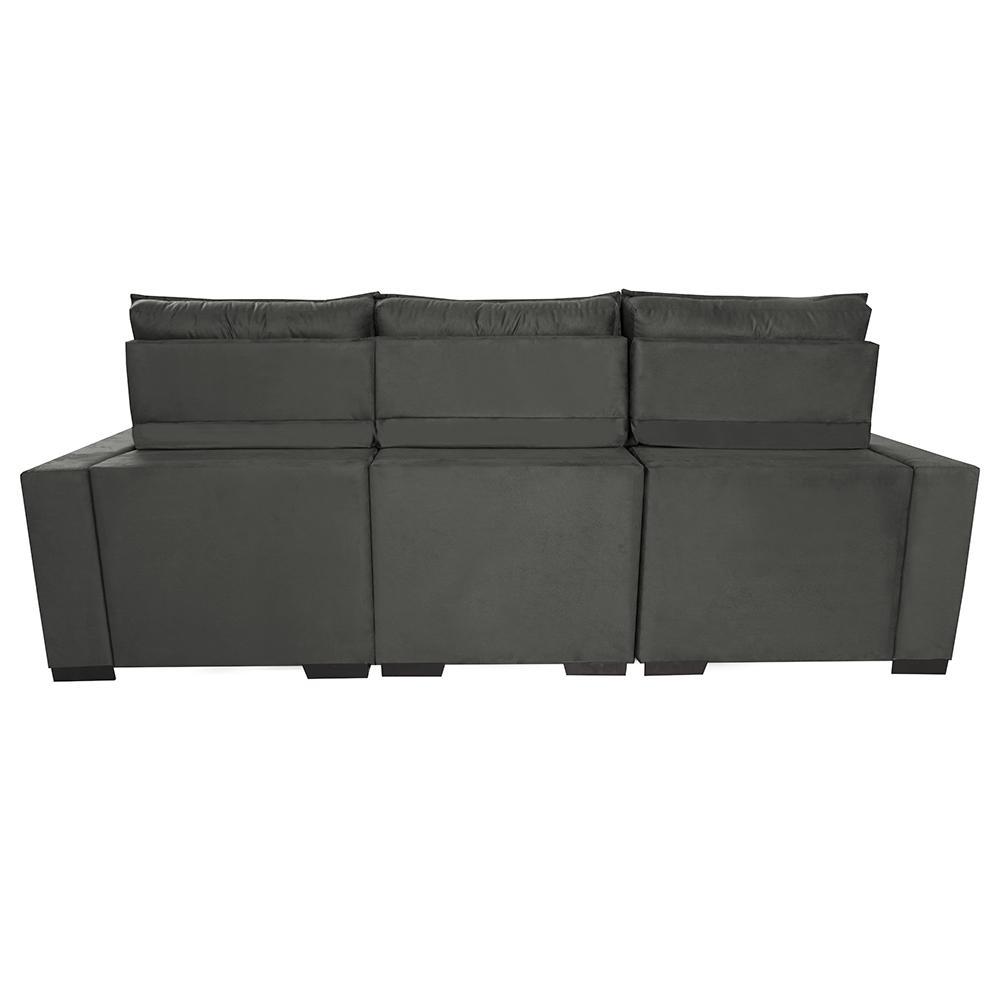 Sofá Retrátil e Reclinável 2,50m Molas Ensacadas e Costura Tripla Cama inBox Nobre Suede Cinza - 6