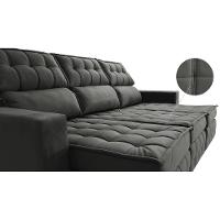 Sofá Retrátil e Reclinável 2,50m Molas Ensacadas e Costura Tripla Cama inBox Nobre Suede Cinza