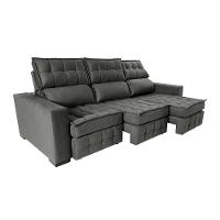 Sofá Retrátil e Reclinável 2,50m Molas Ensacadas e Costura Tripla Cama inBox Nobre Suede Cinza - 8