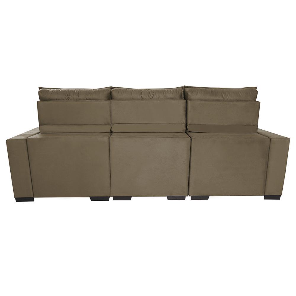 Sofá Retrátil e Reclinável 2,50m Molas Ensacadas e Costura Tripla Cama inBox Nobre Suede Castor - 6