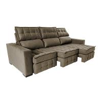 Sofá Retrátil e Reclinável 2,50m Molas Ensacadas e Costura Tripla Cama inBox Nobre Suede Castor - 8