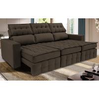 Sofá Retrátil e Reclinável 2,50m Molas Ensacadas e Costura Tripla Cama inBox Nobre Suede Café - 1