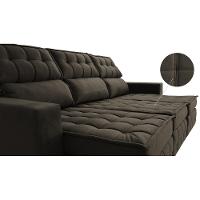 Sofá Retrátil e Reclinável 2,50m Molas Ensacadas e Costura Tripla Cama inBox Nobre Suede Café