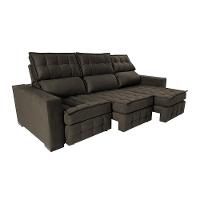 Sofá Retrátil e Reclinável 2,50m Molas Ensacadas e Costura Tripla Cama inBox Nobre Suede Café - 8