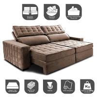 Sofá Retrátil e Reclinável 2,15m Cama inBox Big Star com SoftGel D40 Velupluma Castor - 3