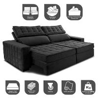 Sofá Retrátil e Reclinável 2,15m Cama inBox Big Star com SoftGel D40 Velupluma Preto - 3