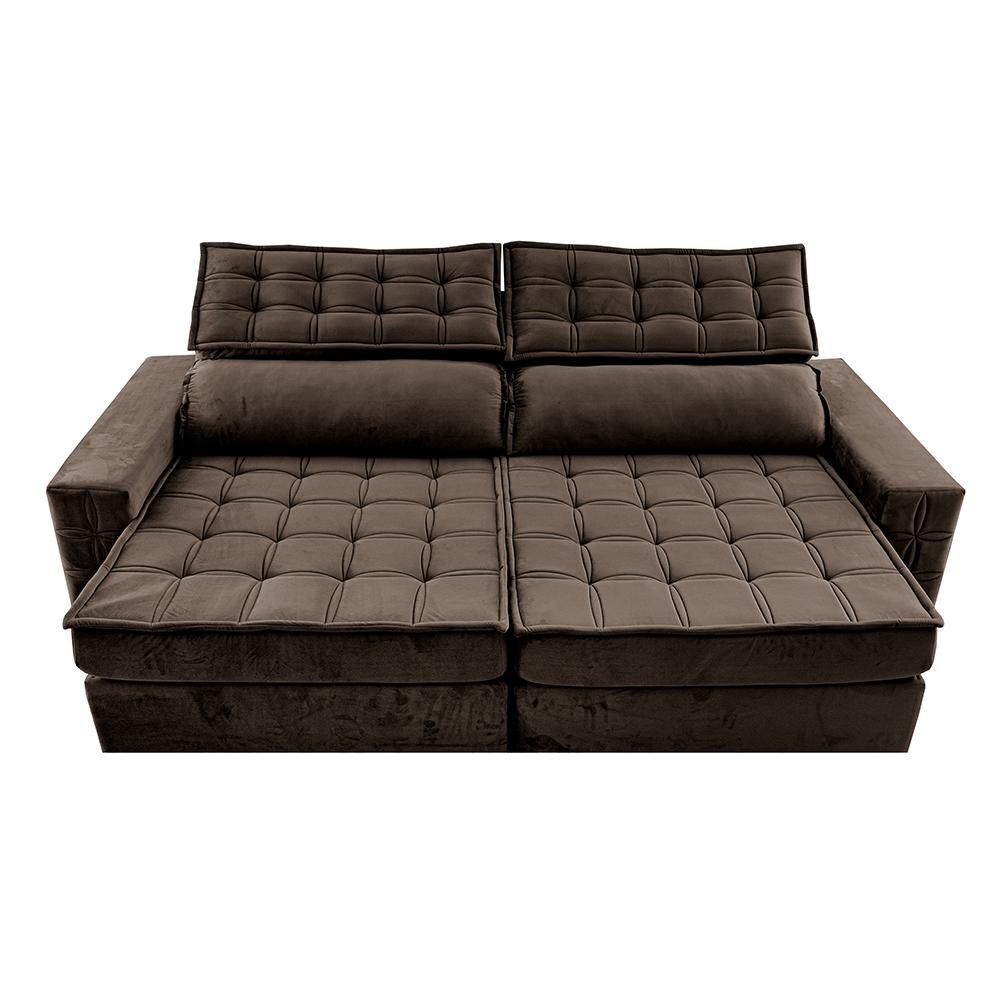 Sofá Retrátil e Reclinável 2,15m Cama inBox Big Star com SoftGel D40 Velupluma Café - 5