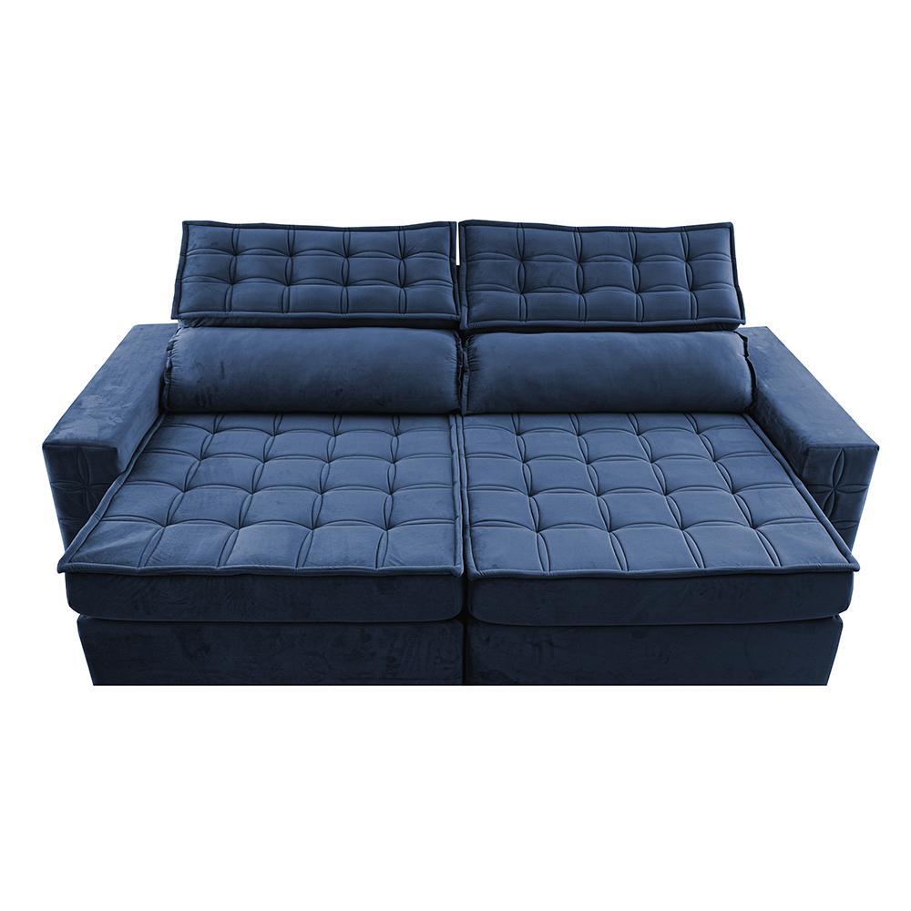 Sofá Retrátil e Reclinável 2,15m Cama inBox Big Star com SoftGel D40 Velupluma Azul - 5