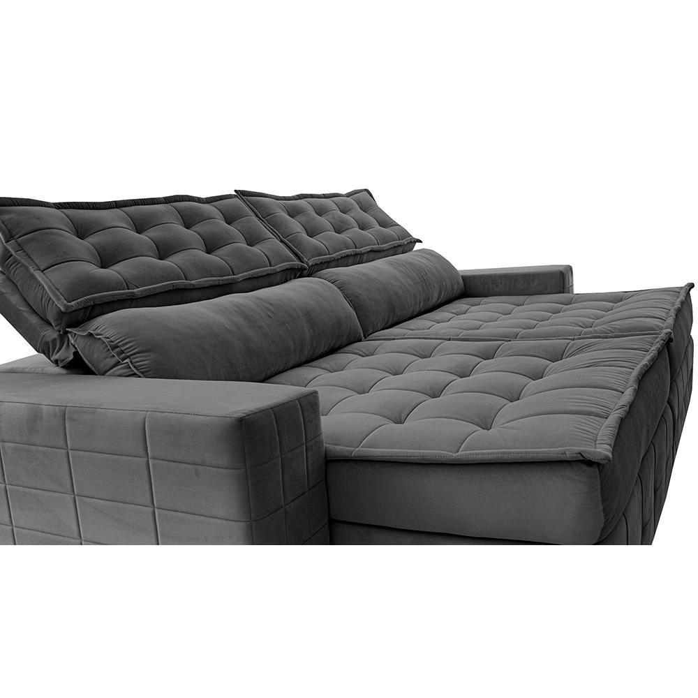 Sofá Retrátil e Reclinável 2,15m Cama inBox Big Puffer com SoftGel D40 Velupluma Cinza - 4