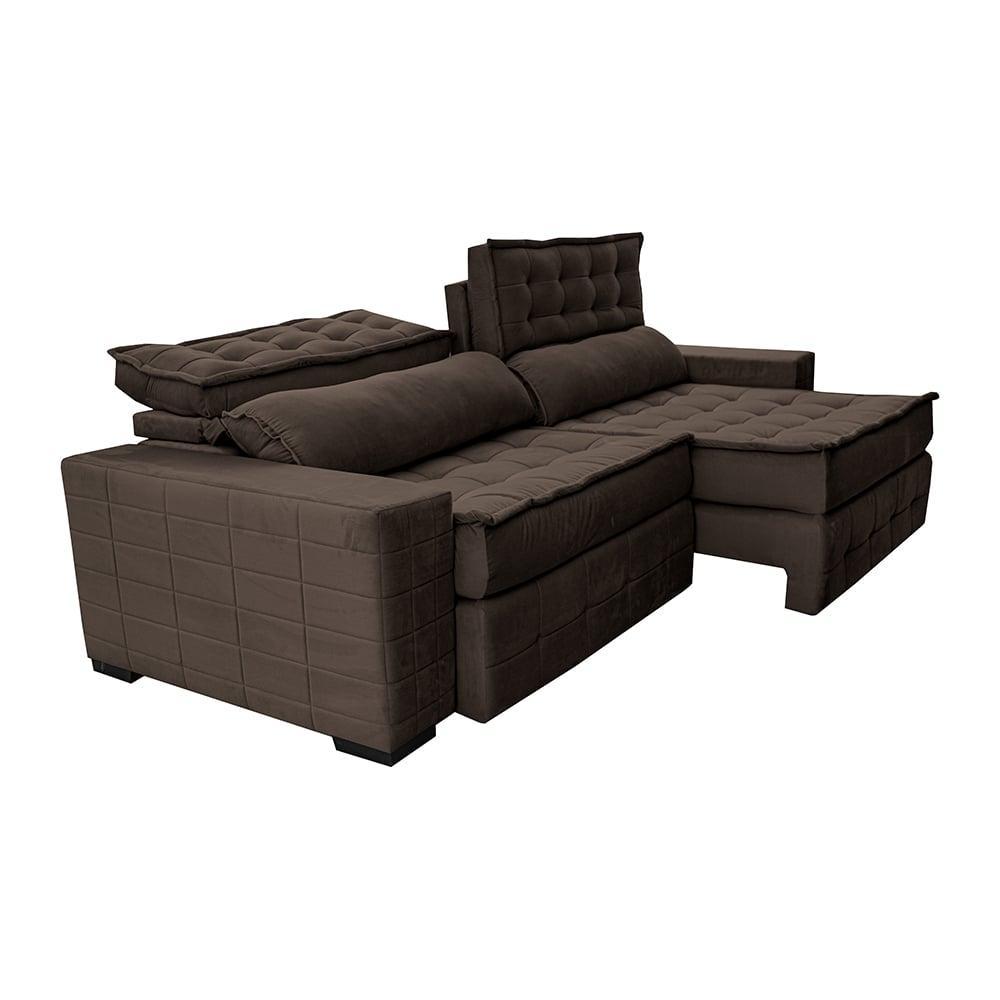 Sofá Retrátil e Reclinável 2,15m Cama inBox Big Puffer com SoftGel D40 Velupluma Café - 8