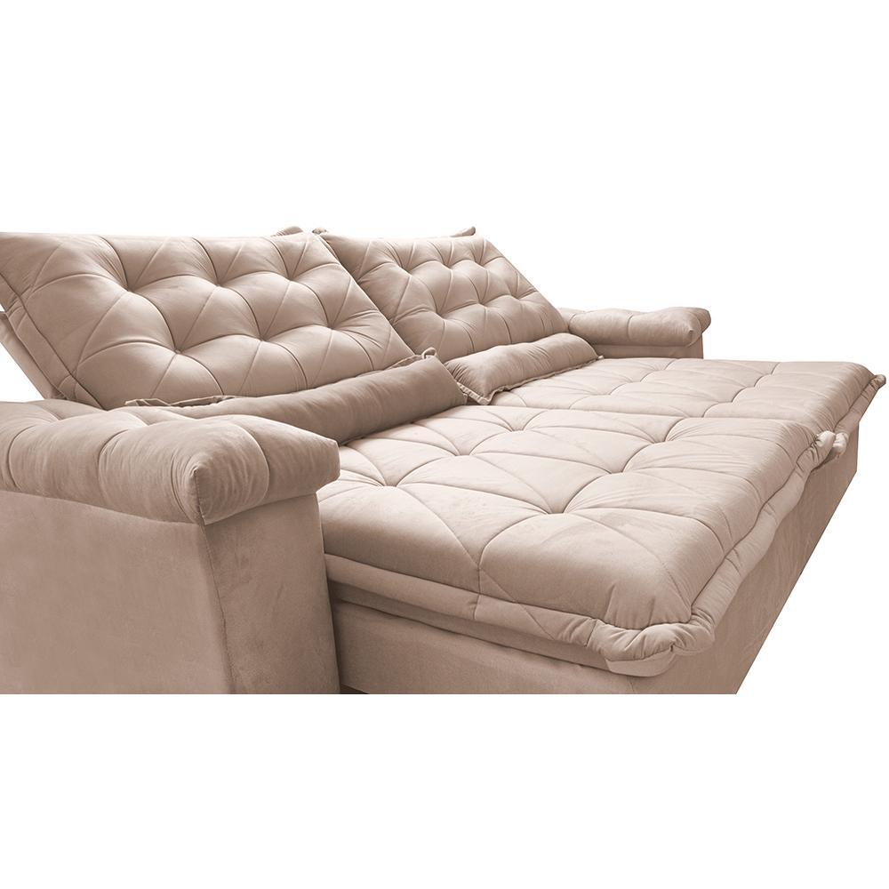 Sofá Retrátil e Reclinável 2,15m Cama inBox Big Fresh com SoftGel D40 Velupluma Bege - 4