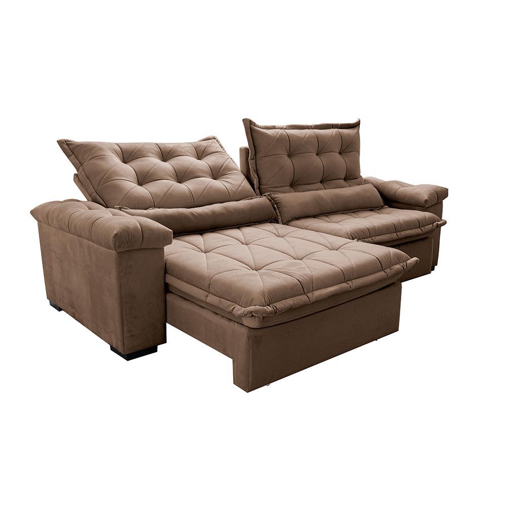 Sofá Retrátil e Reclinável 2,15m Cama inBox Big Fresh com SoftGel D40 Velupluma Castor - 7