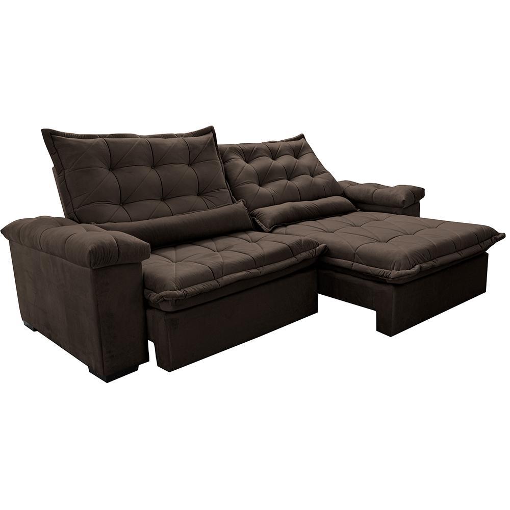 Sofá Retrátil e Reclinável 2,15m Cama inBox Big Fresh com SoftGel D40 Velupluma Café - 8