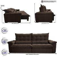 Sofá Retrátil e Reclinável 2,15m Cama inBox Big Fresh com SoftGel D40 Velupluma Café - 2