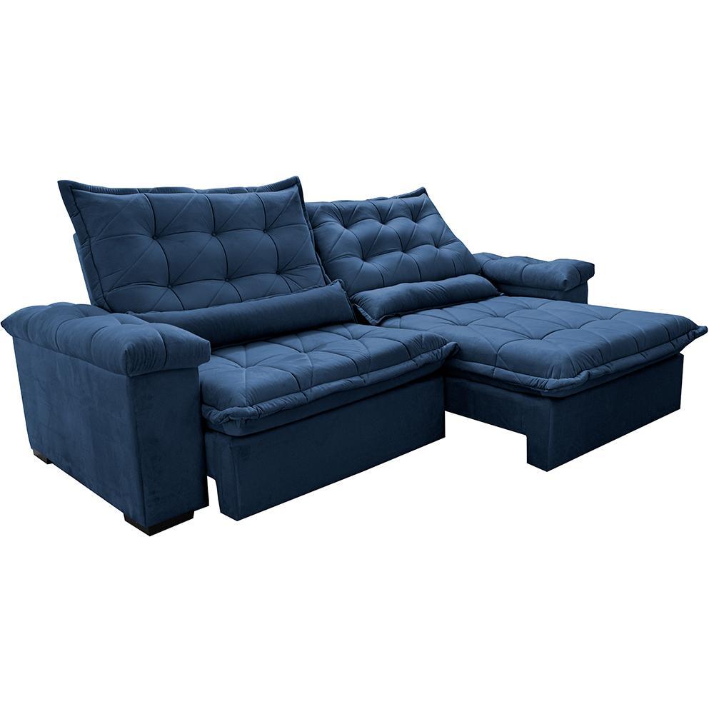 Sofá Retrátil e Reclinável 2,15m Cama inBox Big Fresh com SoftGel D40 Velupluma Azul - 8