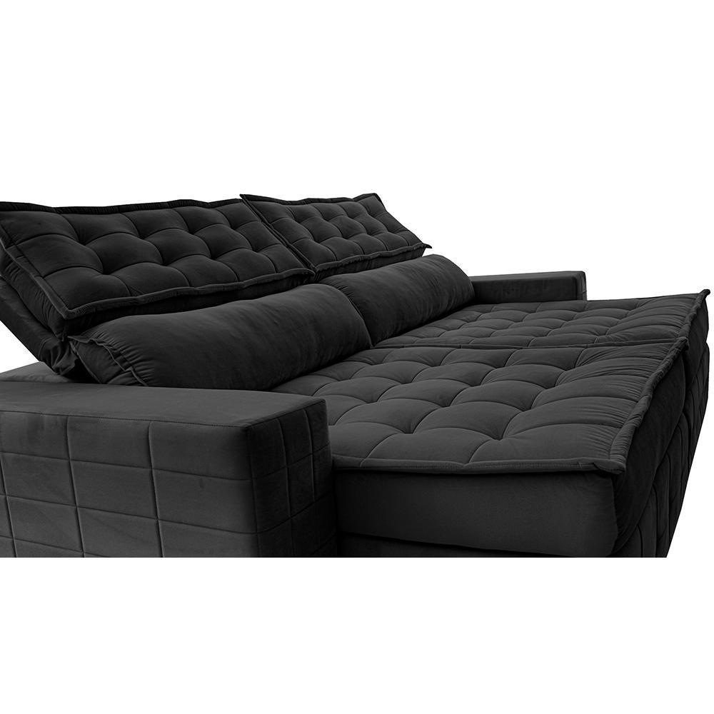 Sofá Retrátil e Reclinável 2,55m Cama inBox Big Puffer com SoftGel D40 Velupluma Preto - 4