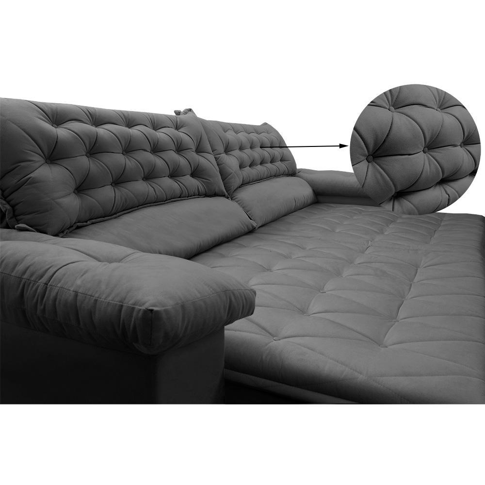 Sofá Retrátil e Reclinável 2,52m Molas Ensacadas Cama inBox Alemanha com Espuma Viscoelástico Velusoft Cinza - 4