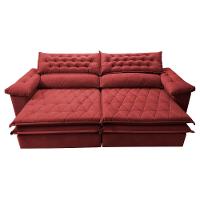 Sofá Retrátil e Reclinável 2,52m Molas Ensacadas Cama inBox Alemanha com Espuma Viscoelástico Velusoft Vermelho - 5