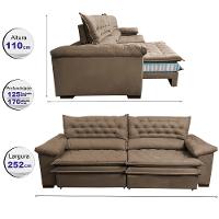 Sofá Retrátil e Reclinável 2,52m Molas Ensacadas Cama inBox Alemanha com Espuma Viscoelástico Velusoft Castor - 2