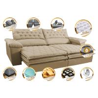 Sofá Retrátil e Reclinável 2,52m Molas Ensacadas Cama inBox Alemanha com Espuma Viscoelástico Velusoft Bege - 3