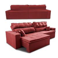 Sofá Retrátil e Reclinável 2,52m Luxos Cama inBox Velusoft Vermelho - 7