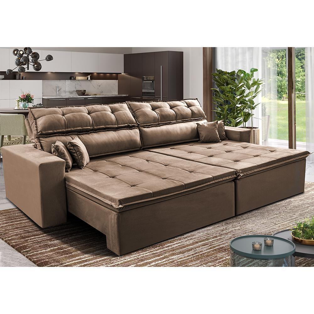 Sofá Retrátil e Reclinável 2,52m Luxos Cama inBox Velusoft Castor - 1
