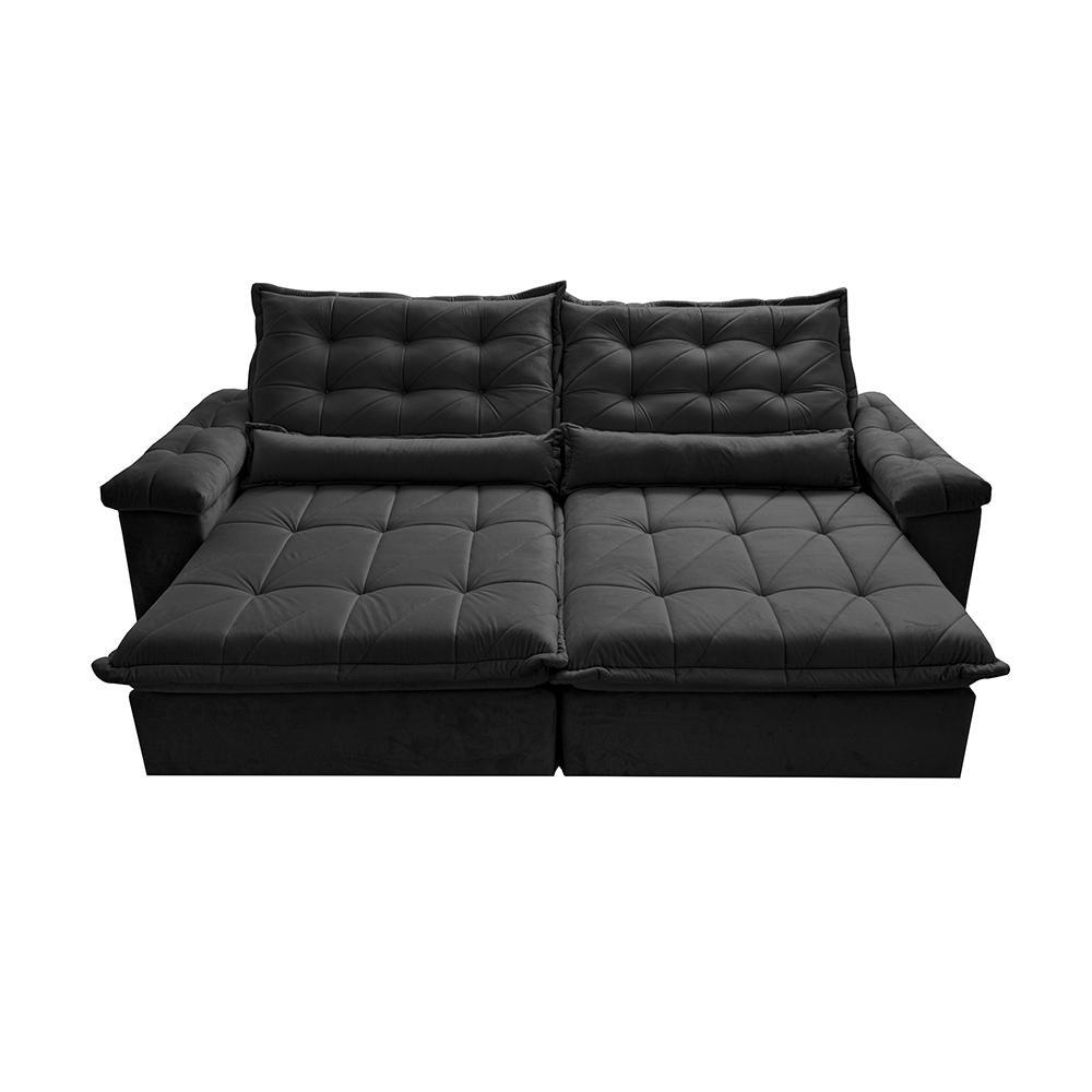 Sofá Retrátil e Reclinável 2,35m Cama inBox Big Fresh com SoftGel D40 Velupluma Preto - 5