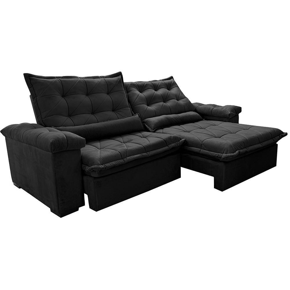 Sofá Retrátil e Reclinável 2,35m Cama inBox Big Fresh com SoftGel D40 Velupluma Preto - 8
