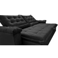 Sofá Retrátil e Reclinável 2,35m Cama inBox Big Fresh com SoftGel D40 Velupluma Preto