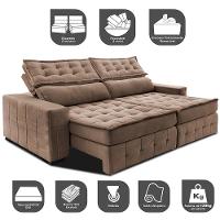 Sofá Retrátil e Reclinável 2,55m Cama inBox Big Puffer com SoftGel D40 Velupluma Castor - 3