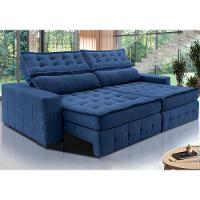 Sofá Retrátil e Reclinável 2,55m Cama inBox Big Puffer com SoftGel D40 Velupluma Azul - 1