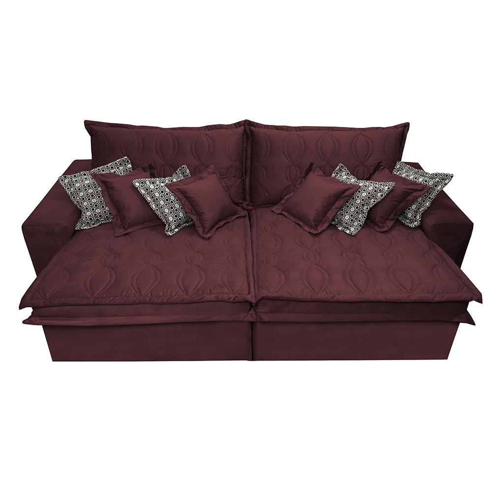 Sofá Retrátil e Reclinável 2,52m com Molas Ensacadas Cama Inbox Supreme Tecido Suede Velusoft Vinho - 5